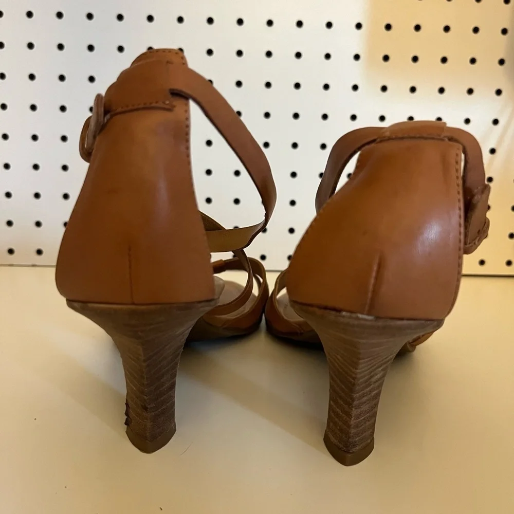 Franco Sarto Brown Strappy Kitten Heels